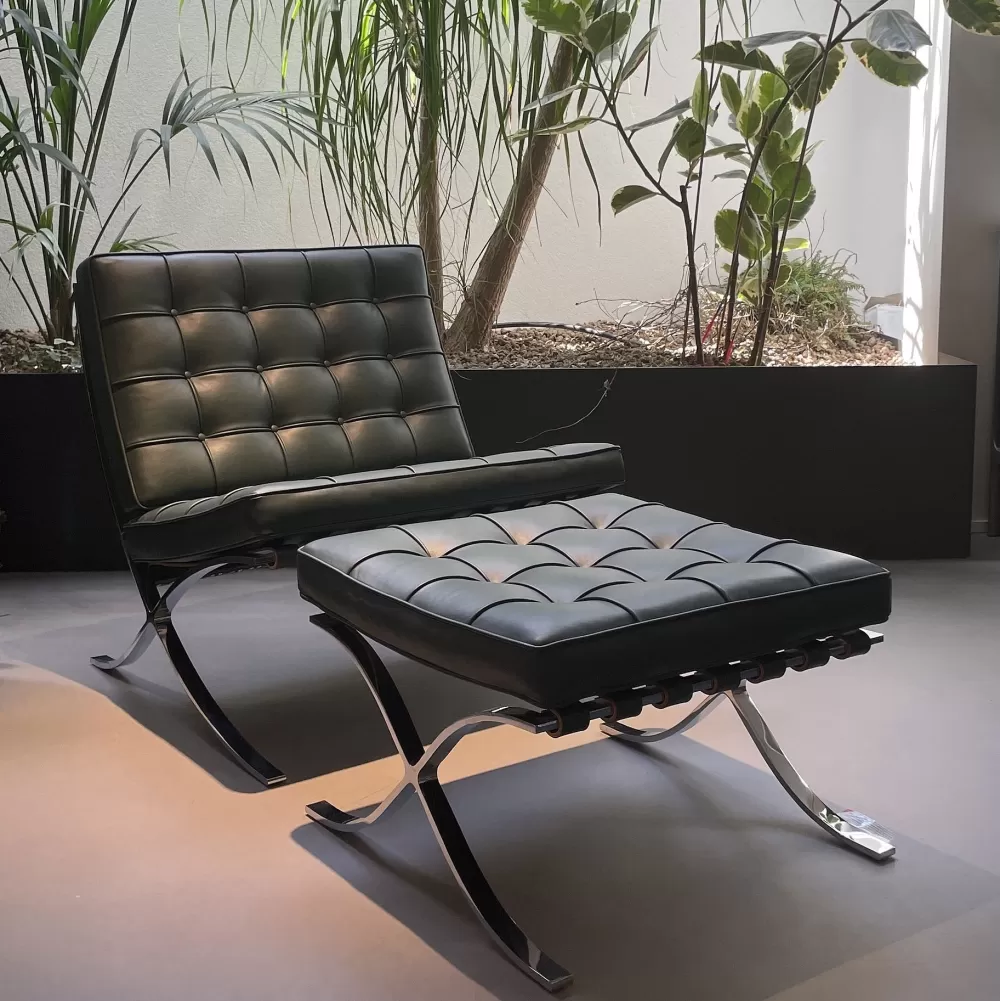 Poltrone Singole^Knoll Barcelonachair & Ottoman | Poltrona | Cromo/Pelle Bauhaus - Ex Display