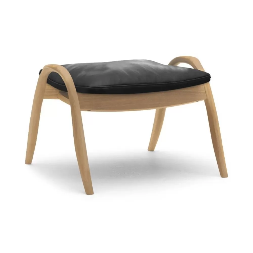 Pouf^Carl Hansen & Søn Fh430 | Poggiapiedi | Rovere/Pelle Nera