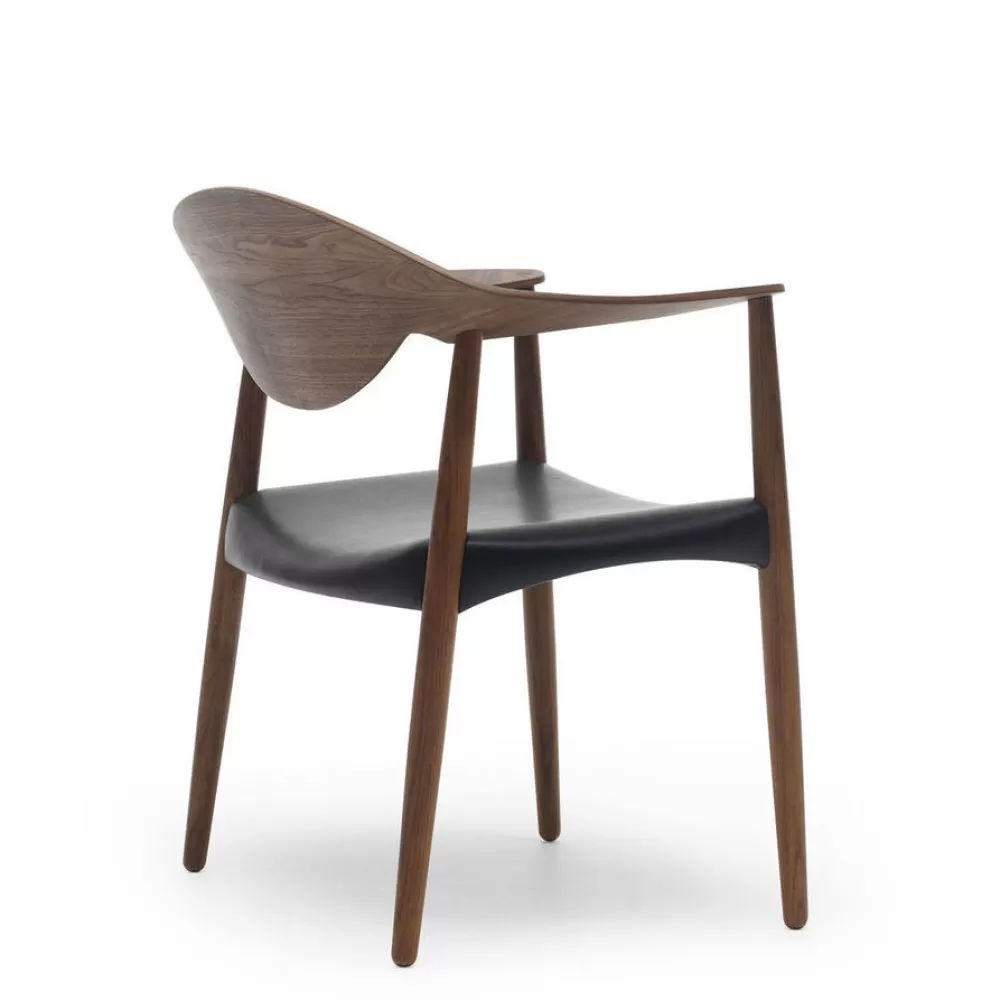 Sedie^Carl Hansen & Søn Lm92T Metropolitan | Sedia | Noce - Pelle Nera