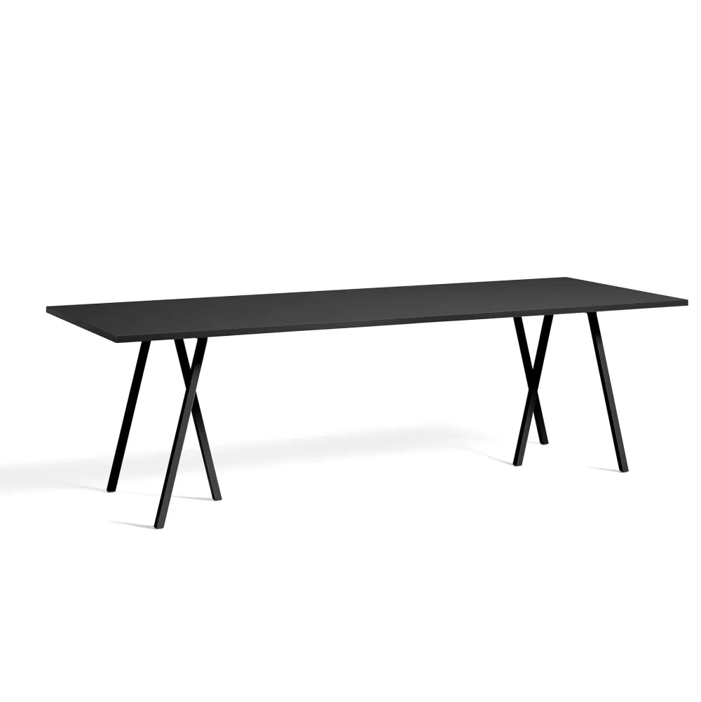 Tavoli Fissi^HAY Loop Stand Table Tavolo - Linoleum Nero / Bordo Frassino Nero