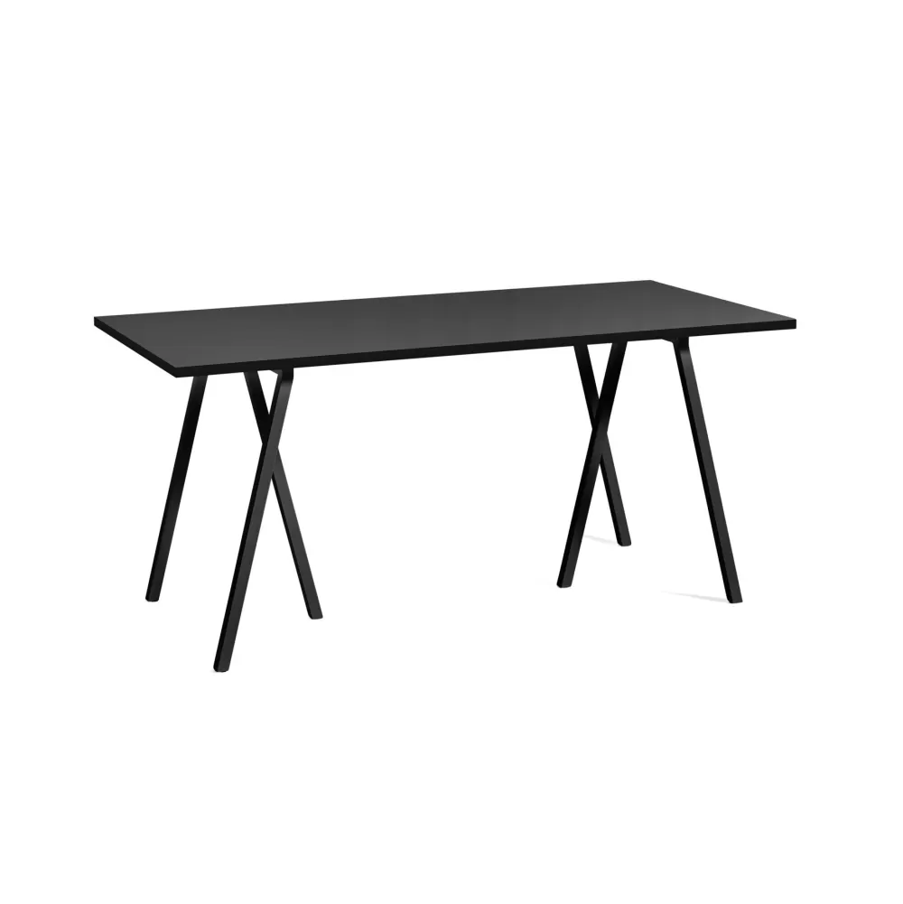 Tavoli Fissi^HAY Loop Stand Table Tavolo - Linoleum Nero / Bordo Frassino Nero