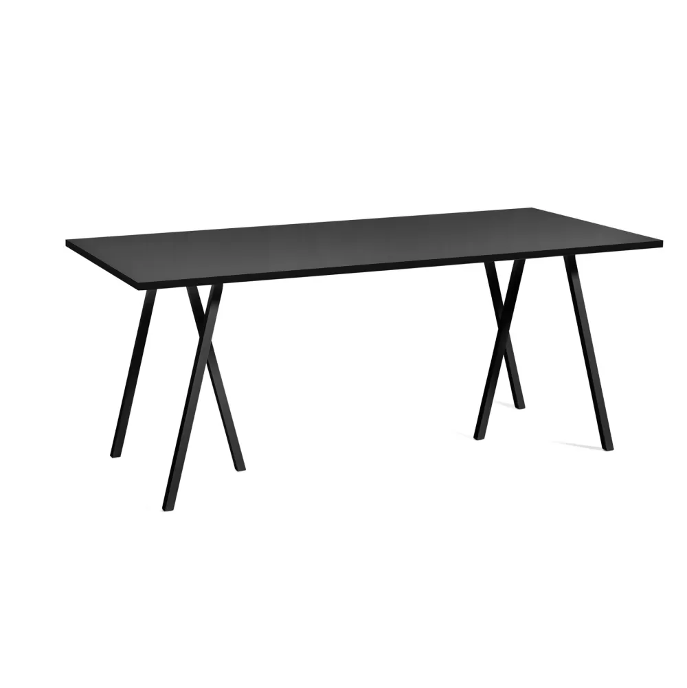 Tavoli Fissi^HAY Loop Stand Table Tavolo - Linoleum Nero / Bordo Frassino Nero