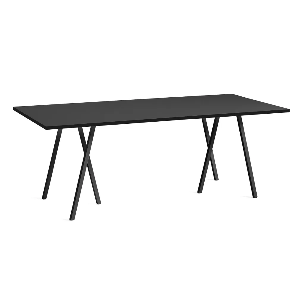 Tavoli Fissi^HAY Loop Stand Table Tavolo - Linoleum Nero / Bordo Frassino Nero