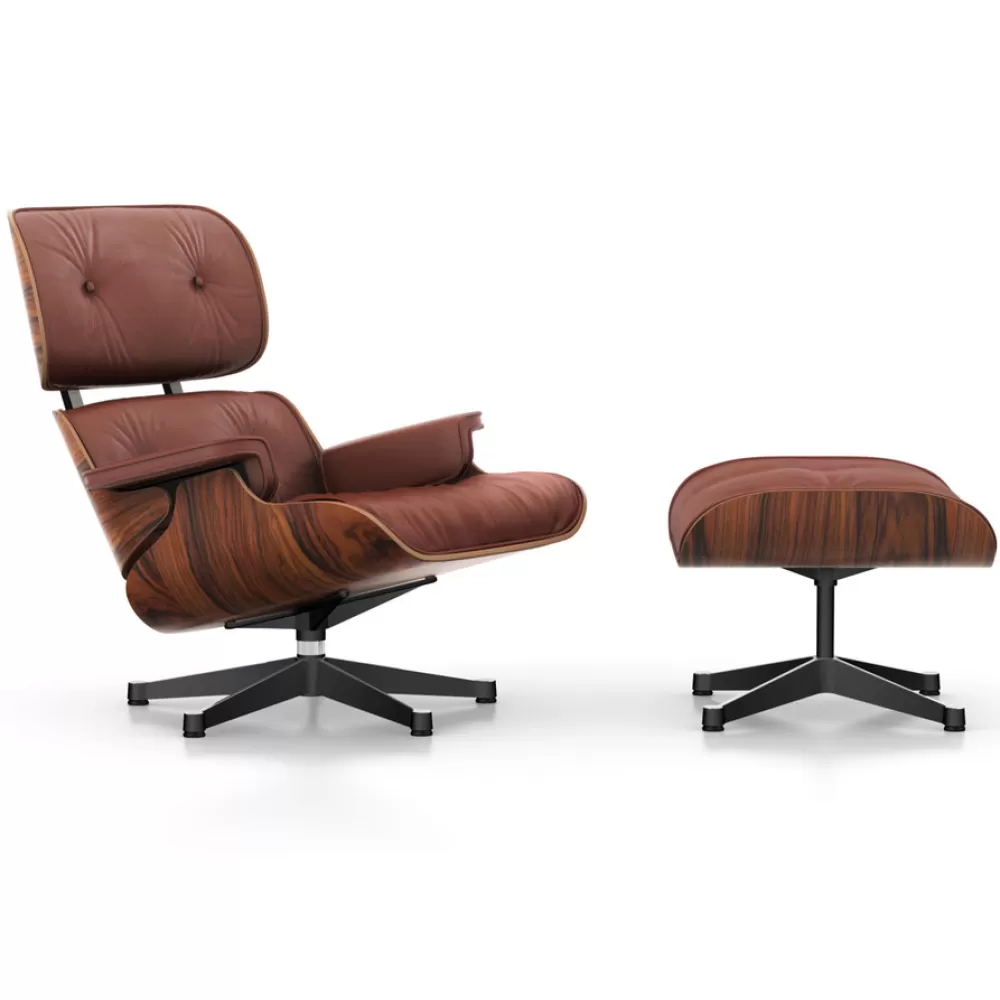 Poltrone Singole^Vitra Lounge Chair & Ottoman | Poltrona E Poggiapiedi | Pelle Brandy