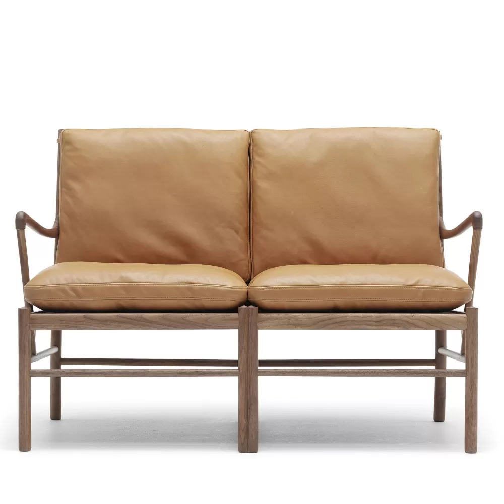 Divani 2 Posti^Carl Hansen & Søn Ow149-2 Colonial | Divano | Noce - Pelle Cognac