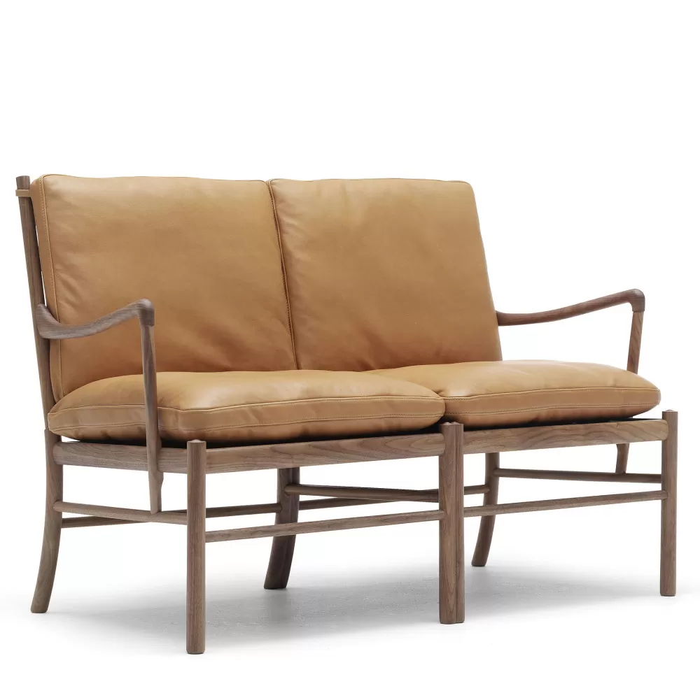 Divani 2 Posti^Carl Hansen & Søn Ow149-2 Colonial | Divano | Noce - Pelle Cognac