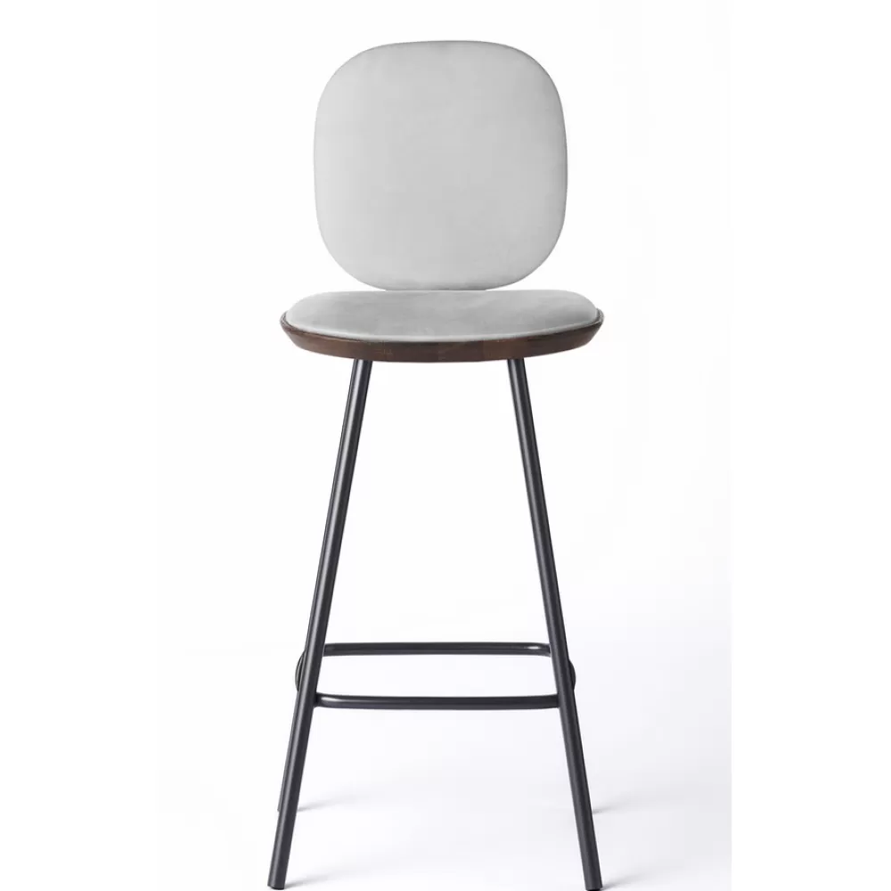 Sgabelli^Brdr. Krüger Pauline Comfort Bar Stool H65 | Sgabello | Metallo-Rovere Fume-Pelle Grigia
