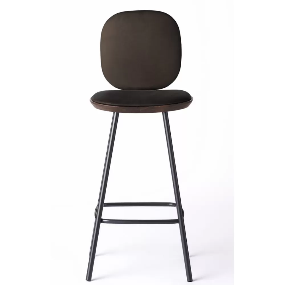 Sgabelli^Brdr. Krüger Pauline Comfort Bar Stool H65 | Sgabello | Metallo-Rovere Fume-Pelle Marrone