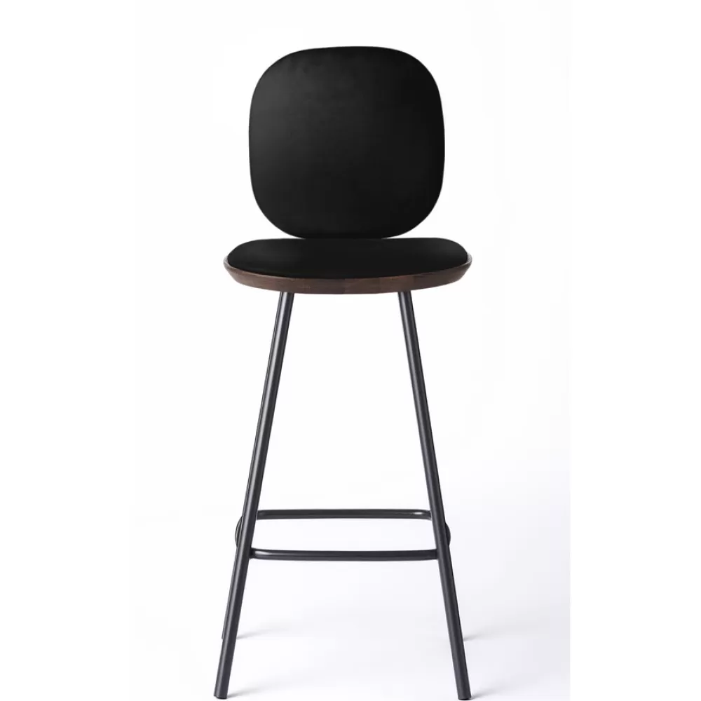Sgabelli^Brdr. Krüger Pauline Comfort Bar Stool H65 | Sgabello | Metallo-Rovere Fume-Pelle Nera