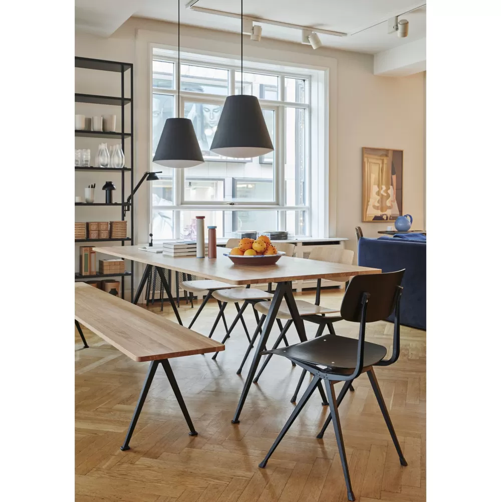 Panche^HAY Pyramid Bench 12 | Panca 250 - Struttura Nera - Rovere Massello Laccato Opaco