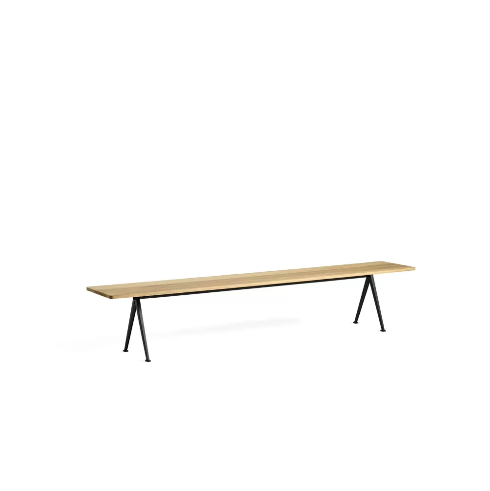 Panche^HAY Pyramid Bench 12 | Panca 250 - Struttura Nera - Rovere Massello Laccato Trasparente
