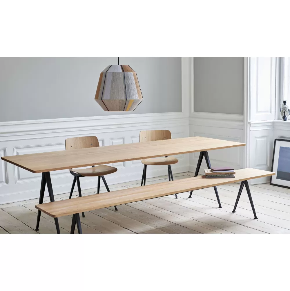 Panche^HAY Pyramid Bench 12 | Panca 250 - Struttura Nera - Rovere Massello Laccato Trasparente
