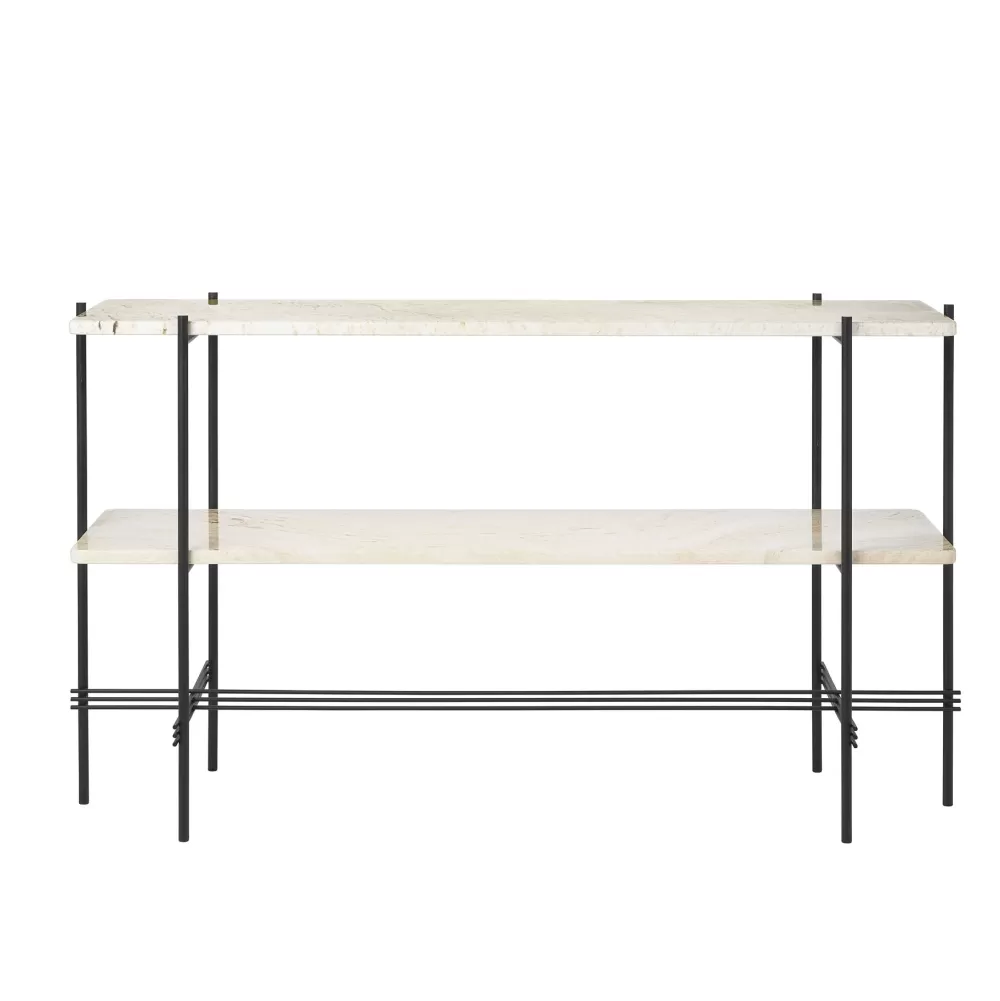 Tavolini^GUBI Ts Console - 2 Piani | Console | Travertino Bianco Neutro