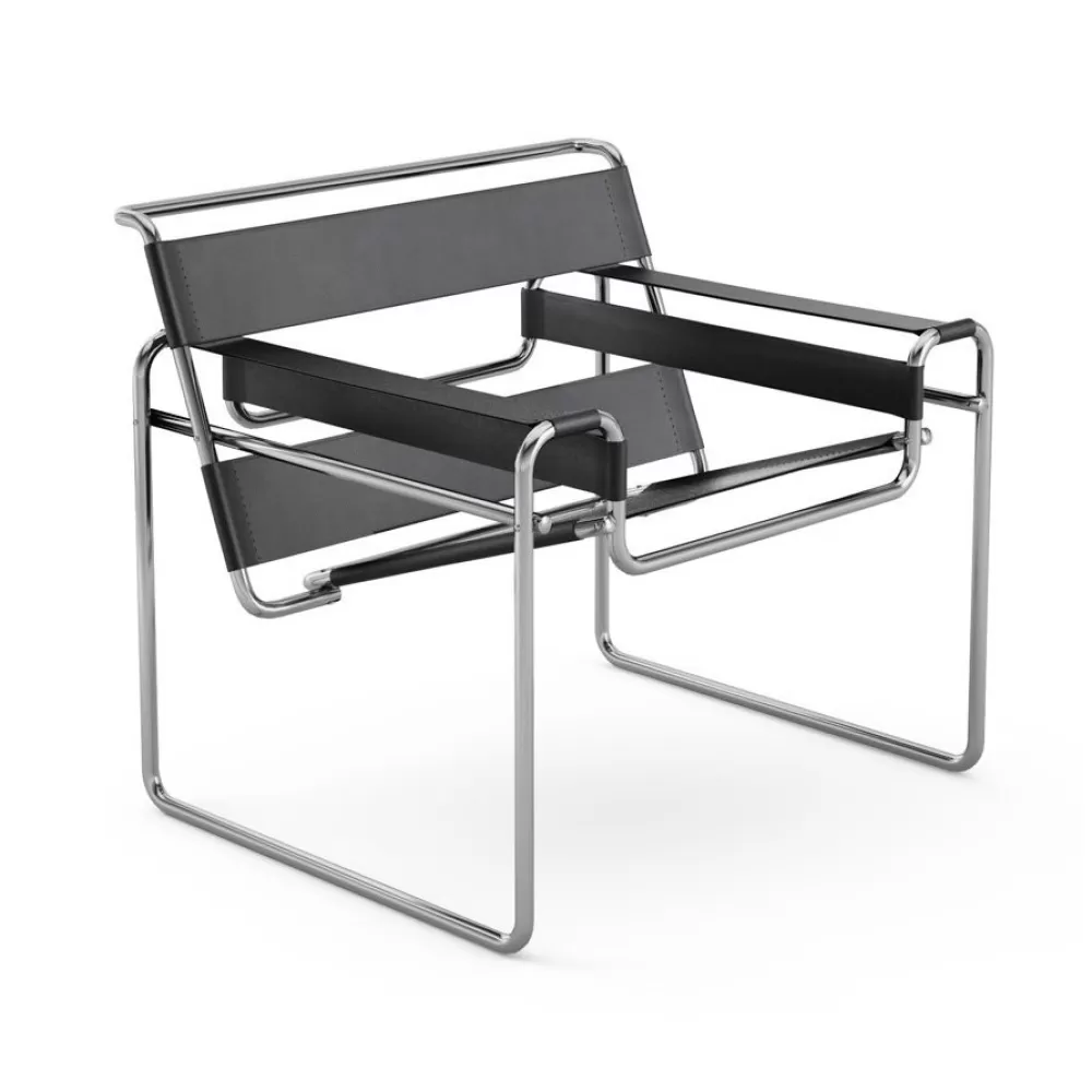 Poltrone Singole^Knoll Wassily | Poltrona | Pelle Nero